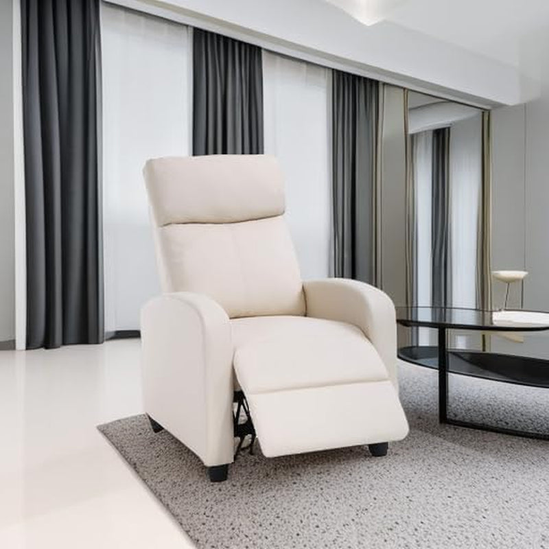 Beige Recliner Chair For Living Room Home Theater Seating