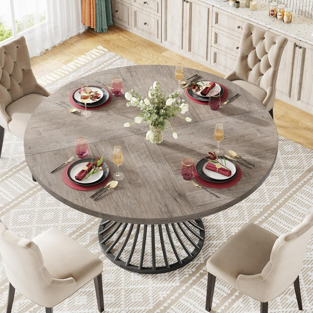 Round Dining Table 47 Inch Grey For Kitchen And Living Room