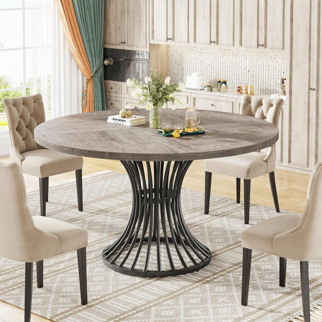Round Dining Table 47 Inch Grey For Kitchen And Living Room