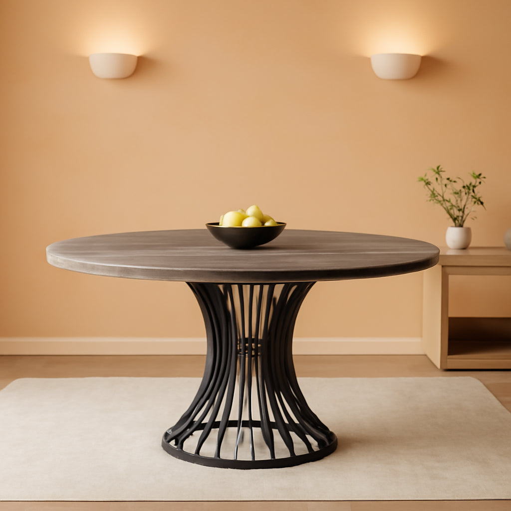 Round Dining Table 47 Inch Grey For Kitchen And Living Room