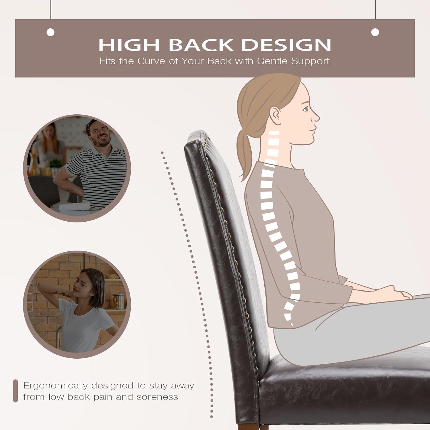 Six Piece Dark Brown Dining Chairs Living Room Set