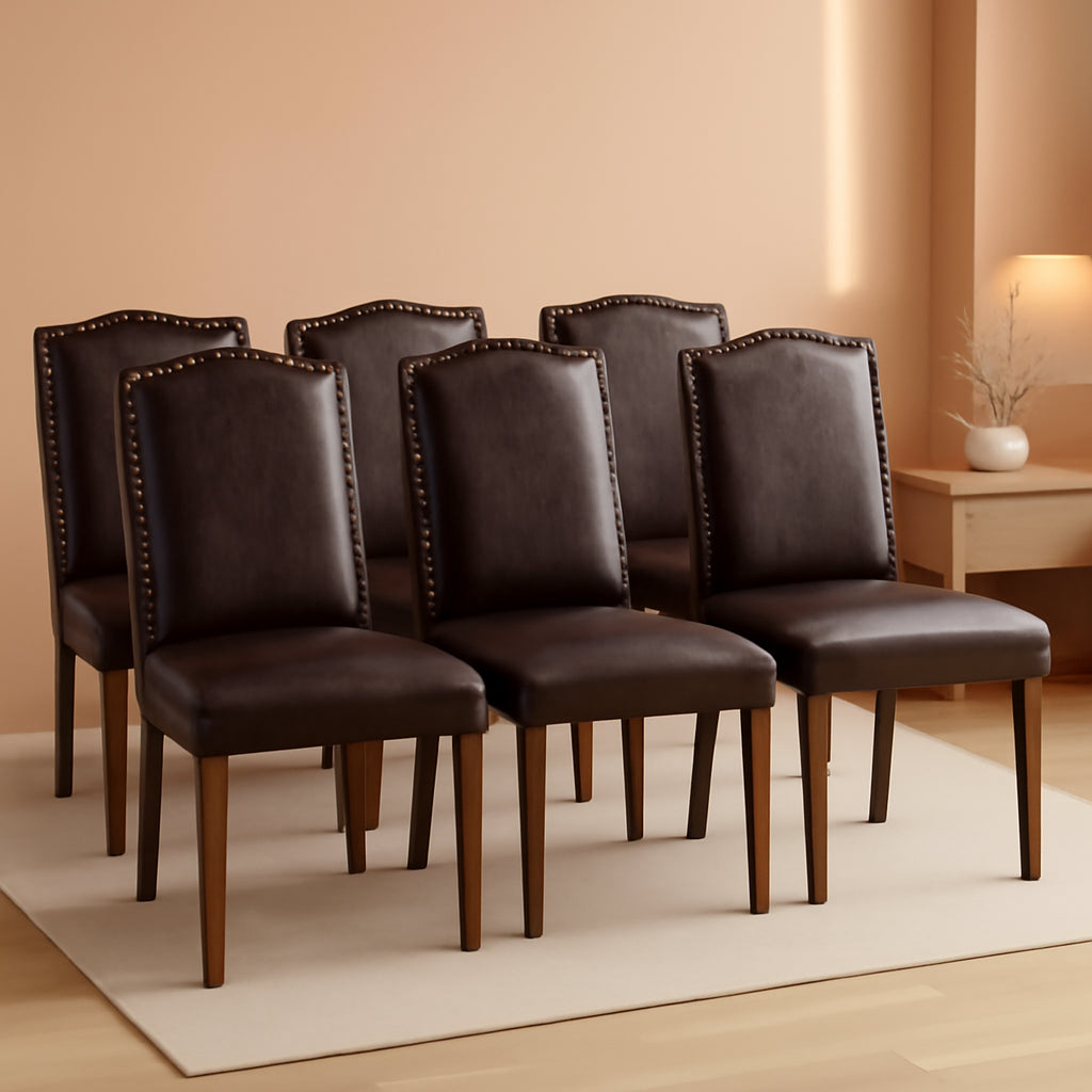Six Piece Dark Brown Dining Chairs Living Room Set