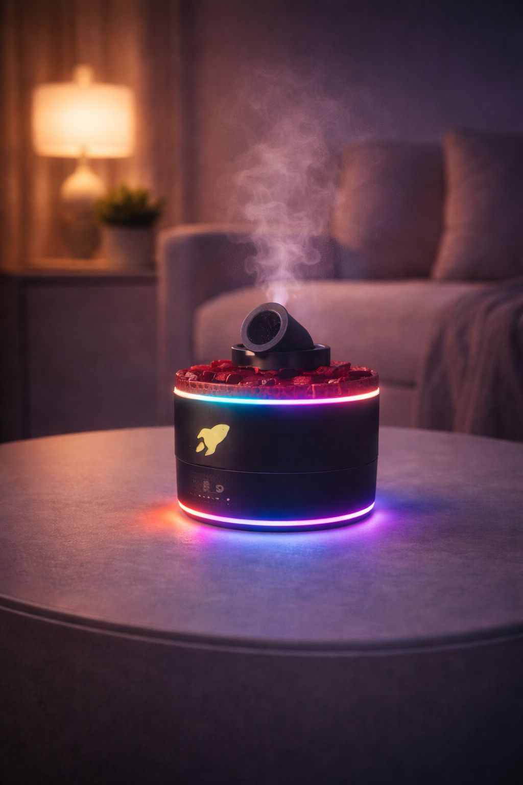 USB-Luftbefeuchter mit Wassersprühring und Nachtlicht