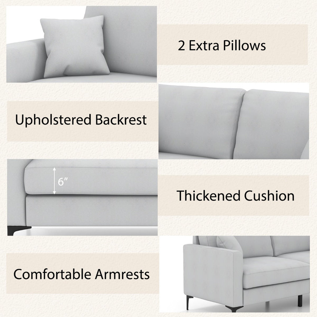 NNECW  2-seat Modern Home Sofa Couch with Armrest & Pillows for Living Room