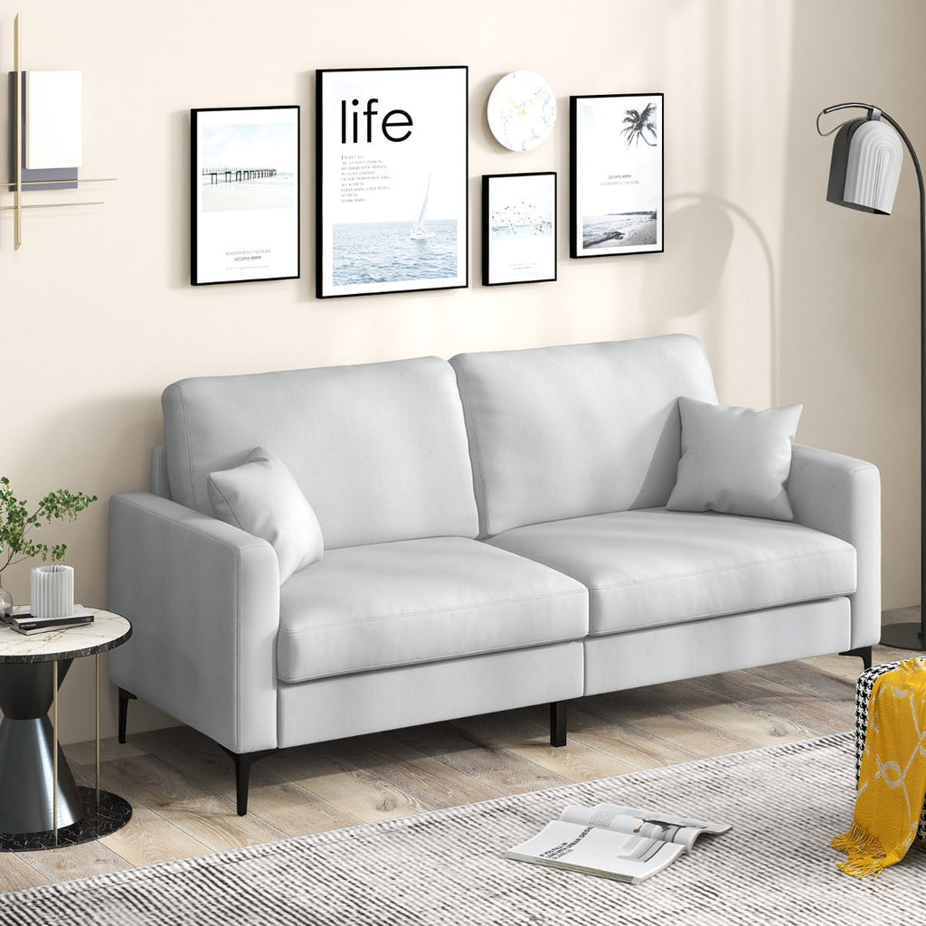 NNECW  2-seat Modern Home Sofa Couch with Armrest & Pillows for Living Room